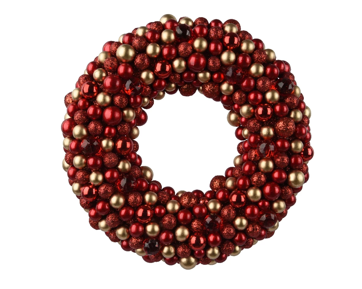 Decoris kerstkrans plastic 33cm rood