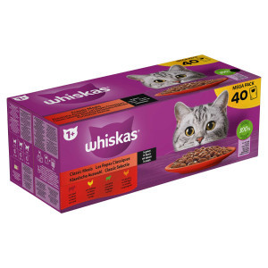 Whiskas 1+ Classic Selectie in saus natvoer kat multipack (85 g) 1 verpakking (40 x 85 g)