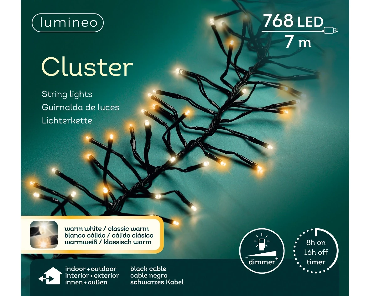 Lumineo Clusterverlichting 7m 768led Warm wit/ Klassisk warm