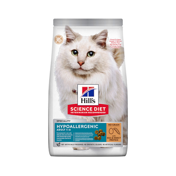 Hill&apos;s Adult Hypoallergenic met ei en insectproteine kattenvoer 2 x 7 kg