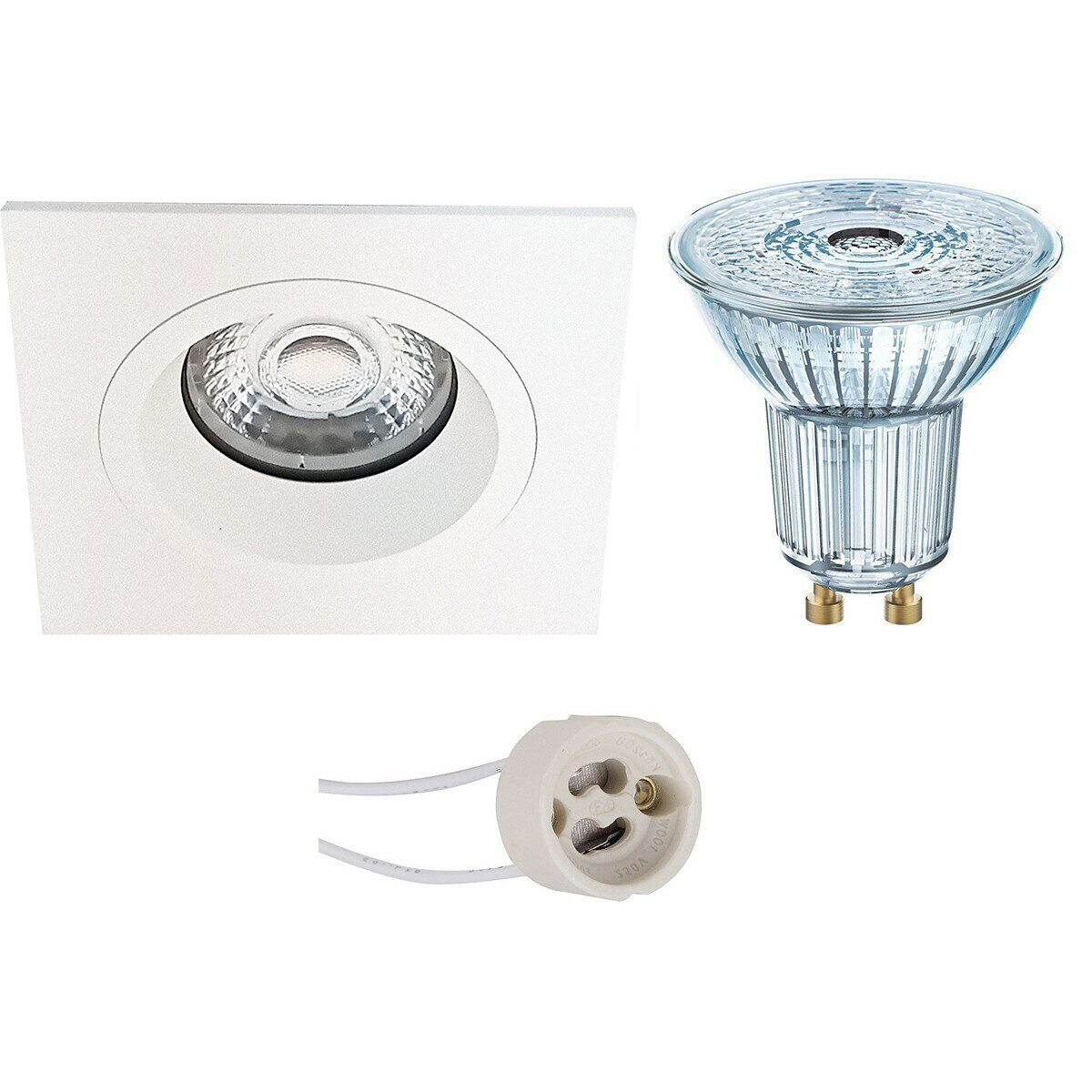 LED Spot Set - LEDVANCE Parathom PAR16 930 36D - Pragmi Rodos Pro - GU10 Fitting - Dimbaar - Inbouw Vierkant - Mat Wit - 5.5W - Warm Wit 3000K - 93mm