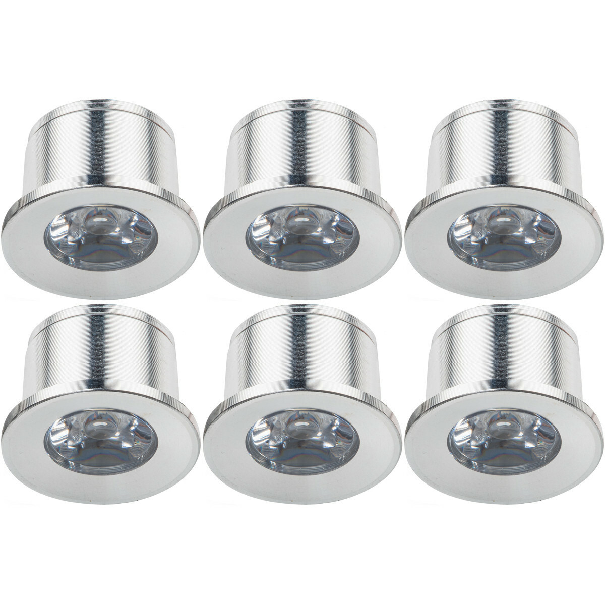 LED Veranda Spot Verlichting 6 Pack - Velvalux - 1W - Warm Wit 3000K - Inbouw - Dimbaar - Rond - Mat Zilver - Aluminium - Ø31mm