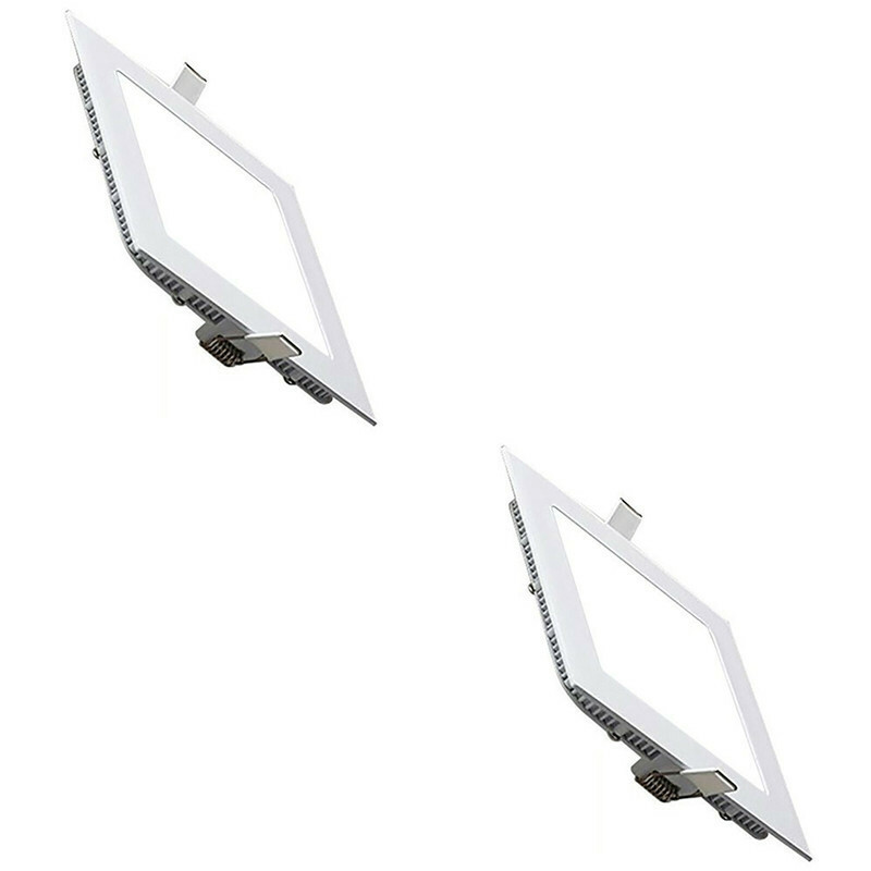 LED Downlight Slim 2 Pack - Inbouw Vierkant 6W - Helder/Koud Wit 6400K - Mat Wit Aluminium - 113.5mm