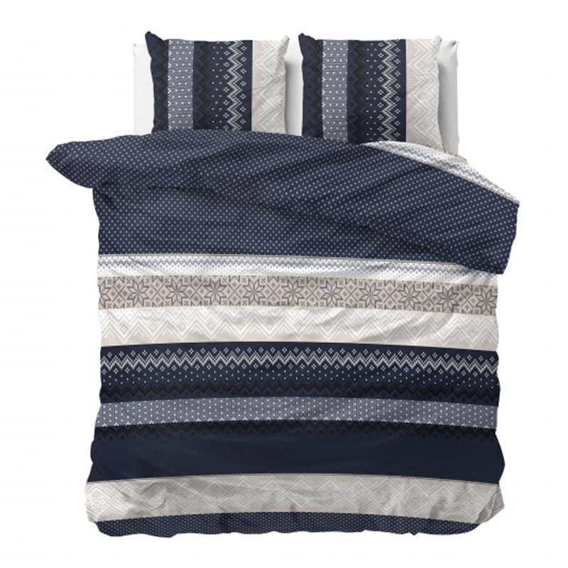 Dekbedovertrek Elisabeth - Tweepersoons (200x200 cm) - Navy Polyester-katoen - Dessin: Patroon - Sleeptime - Dekbed-Discounter.nl