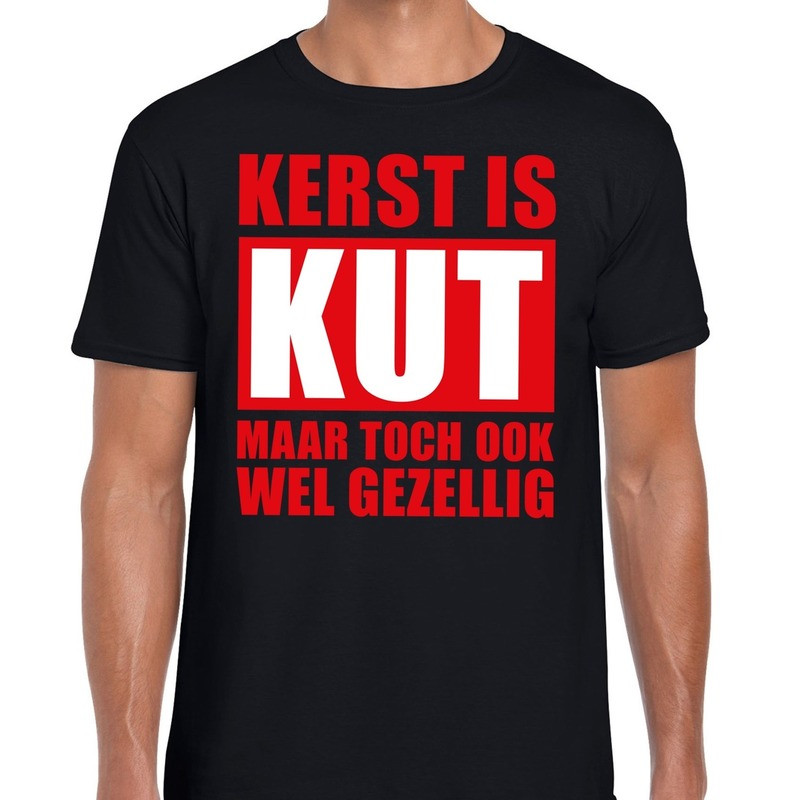 Foute Kerst t-shirt Kerst is kut maar toch gezellig zwart heren