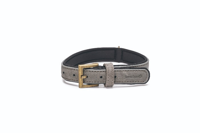 Beeztees Balacron Ax kunstleer grijs halsband hond 38-48cm x 25mm