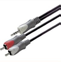 Scanpart audio kabel 3.5mm jack - 2xRCA 3,0m Mini jack kabel