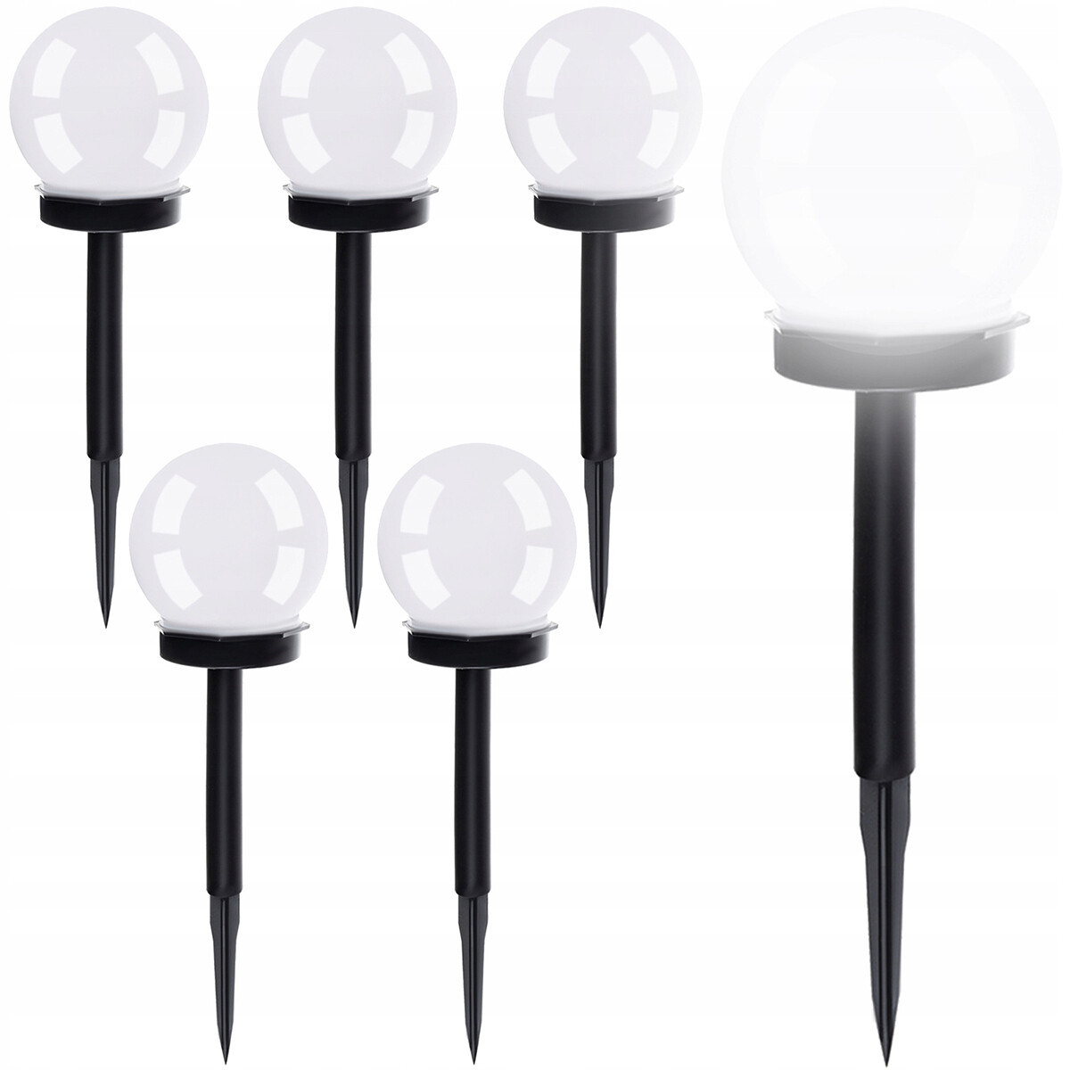 LED Solar Bollen Priklamp - Tuinverlichting op Zonne-energie - Set 6 Stuks - Maxozo Torky - Mat Zwart - Kunststof