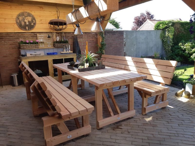 Picknickset | Picknicktafel met losse banken | Picknickset met rugleuning 200 cm Bouwpakket