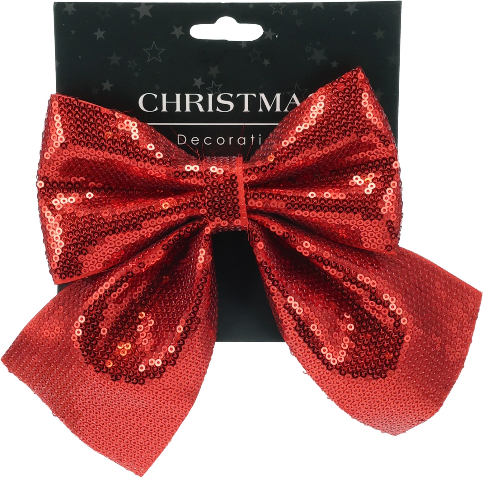 Kerstversiering Strik met Pailletten 17cm - Rood