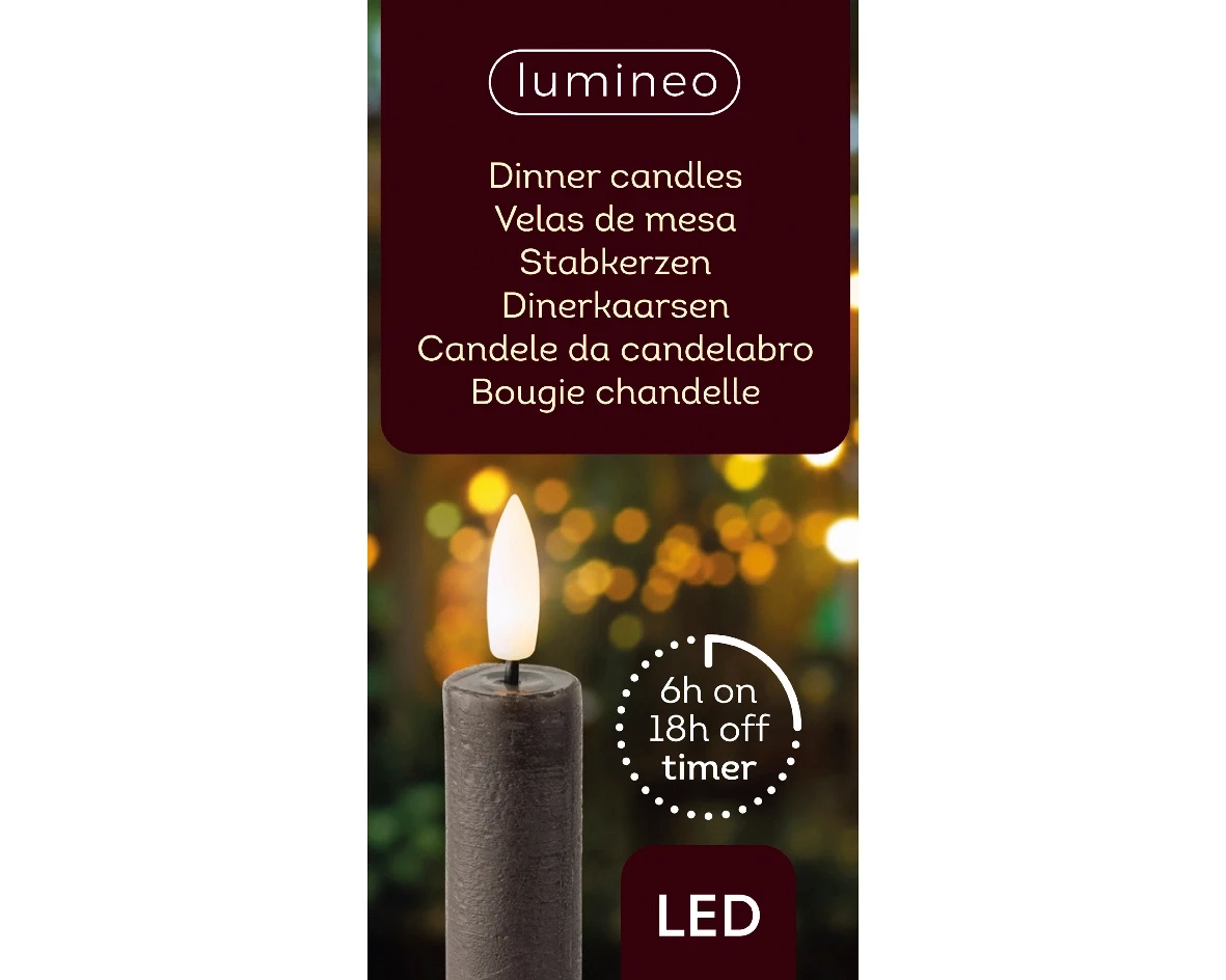 Lumineo LED dinerkaars 2x24cm grijs/warm wit 2st