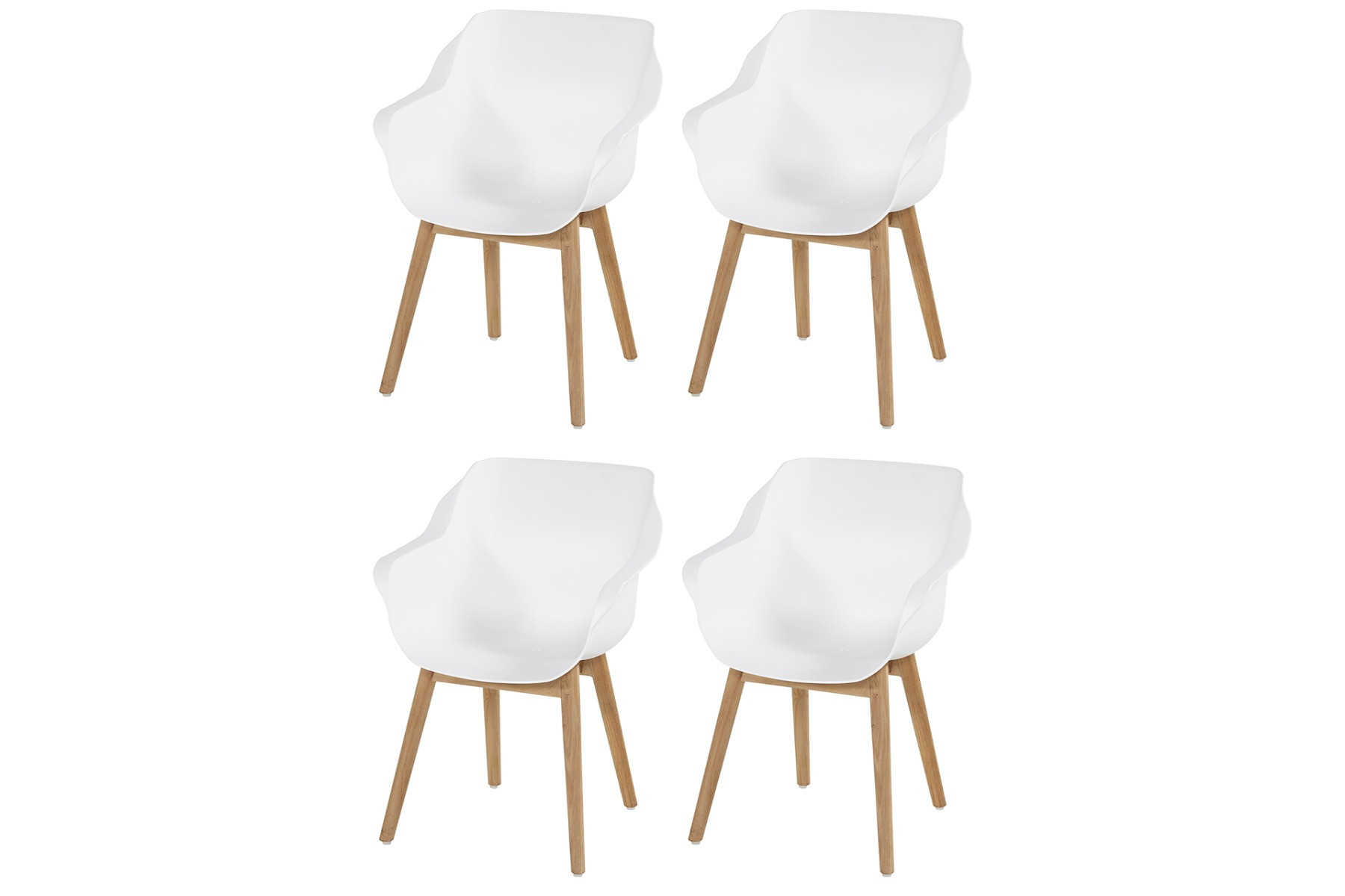 Set van 4 - Hartman Sophie Studio dining armstoel - White - Teak poot