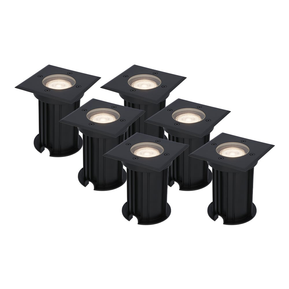 HOFTRONIC™ 6x Ramsay dimbare LED grondspot - Vierkant - Zwart - 4000K neutraal wit - 5 Watt - IP67 straal waterdicht - 3 jaar garantie