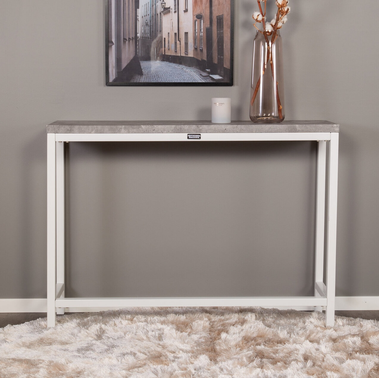 Nohr Sidetable Ram 110cm - Betonlook/Wit