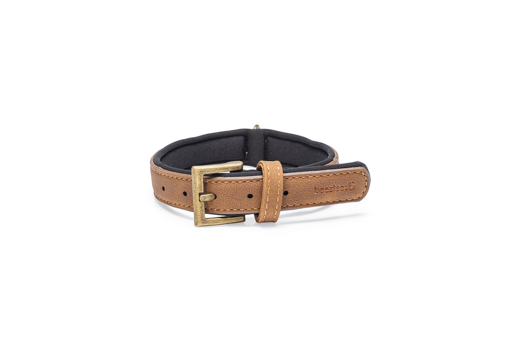 Beeztees Balacron Ax kunstleer bruin halsband hond 31-39 cm x 20mm