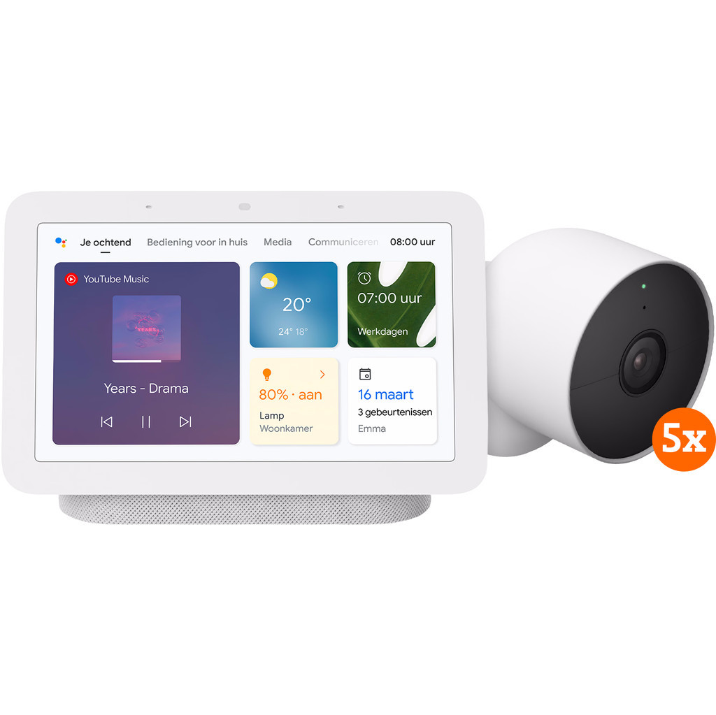 Google Nest Cam 5-pack + Google Nest Hub 2