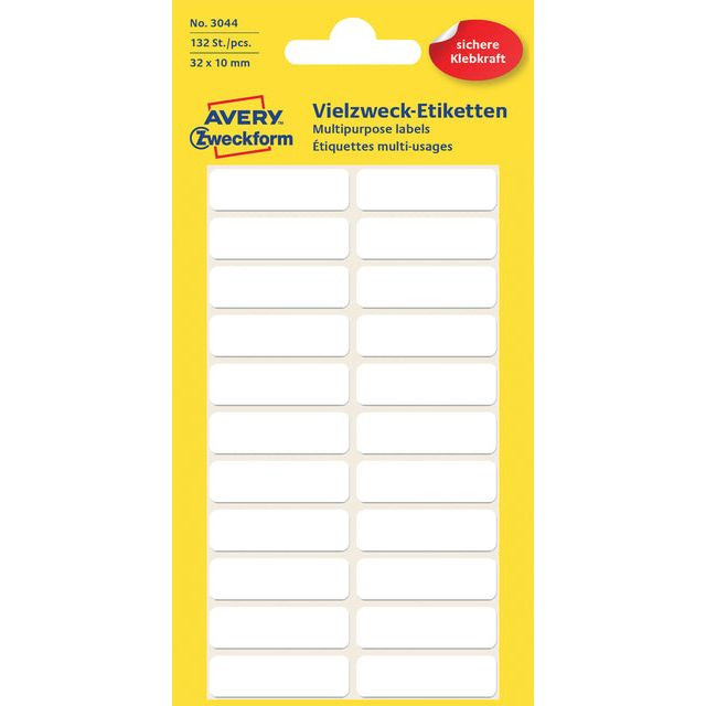 Etiket Avery Zweckform 3044 32x10mm wit 132stuks