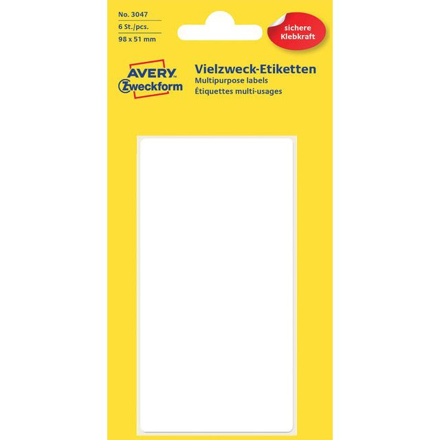 Etiket Avery Zweckform 3047 98x51mm wit 6stuks | Pak a 6 vel