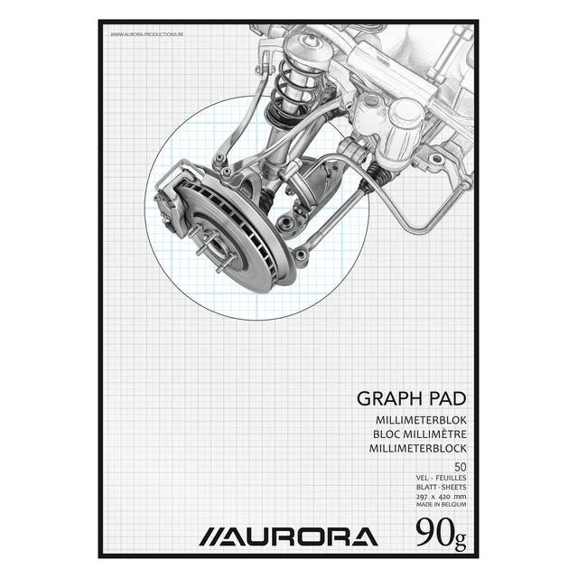 Aurora millimeterpapier, ft A3, blok van 50 vel