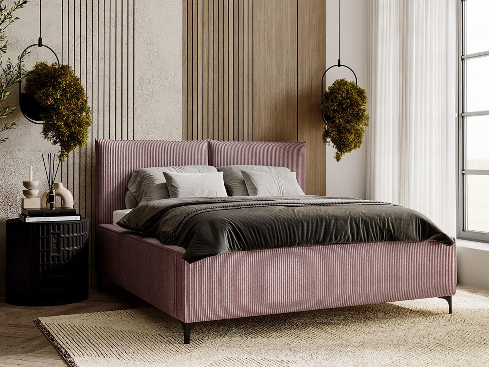 Tweepersoonsbed LEONTIEN 140x200 cm roze