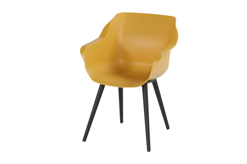 Hartman Sophie Studio dining armstoel - Curry Yellow - Carbon Black poot