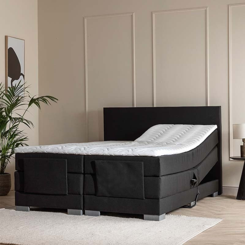 Elektrisch Verstelbare 2-Persoons Boxspring Julia - Antraciet 180x210 cm - Pocketvering - Inclusief Topper - Dekbed-Discounter.nl