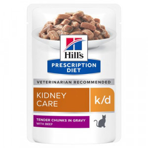 Hill&apos;s Prescription Diet K/D Kidney Care nat kattenvoer met rund maaltijdzakje multipack 2 dozen (24 x 85 g)