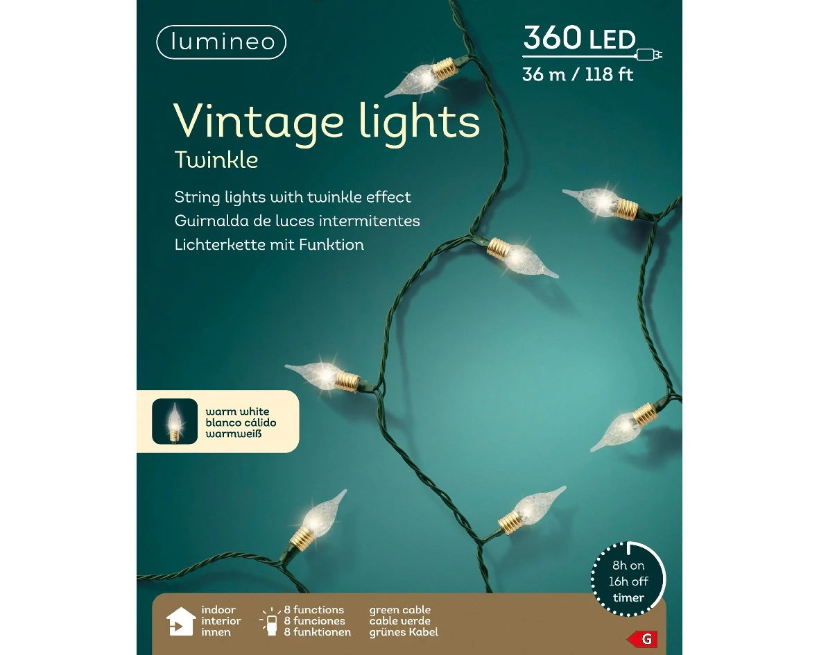 Lumineo 360Led vintage verlichting 36cm warm wit