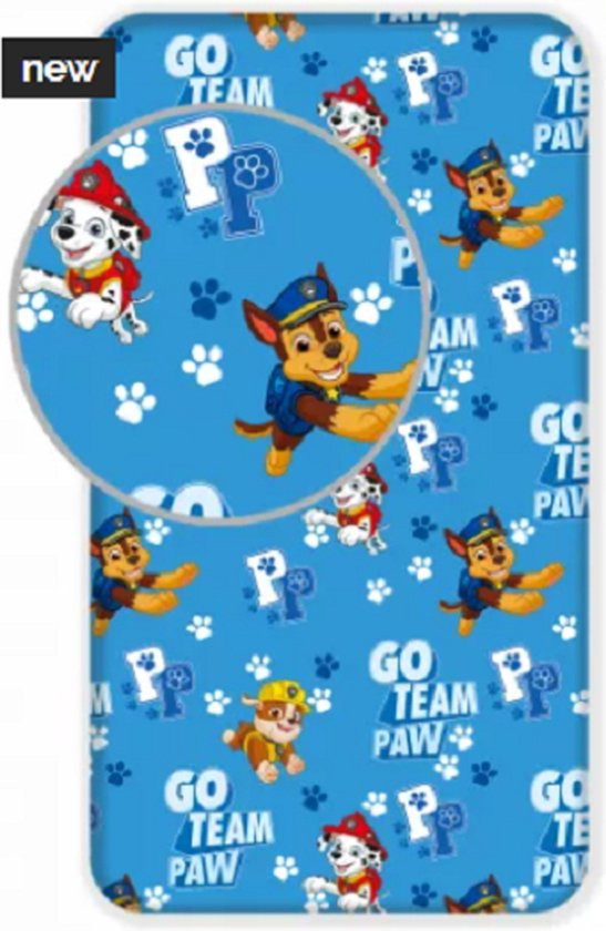 Paw Patrol Hoeslaken eenpersoons 90 x 200 cm blauw