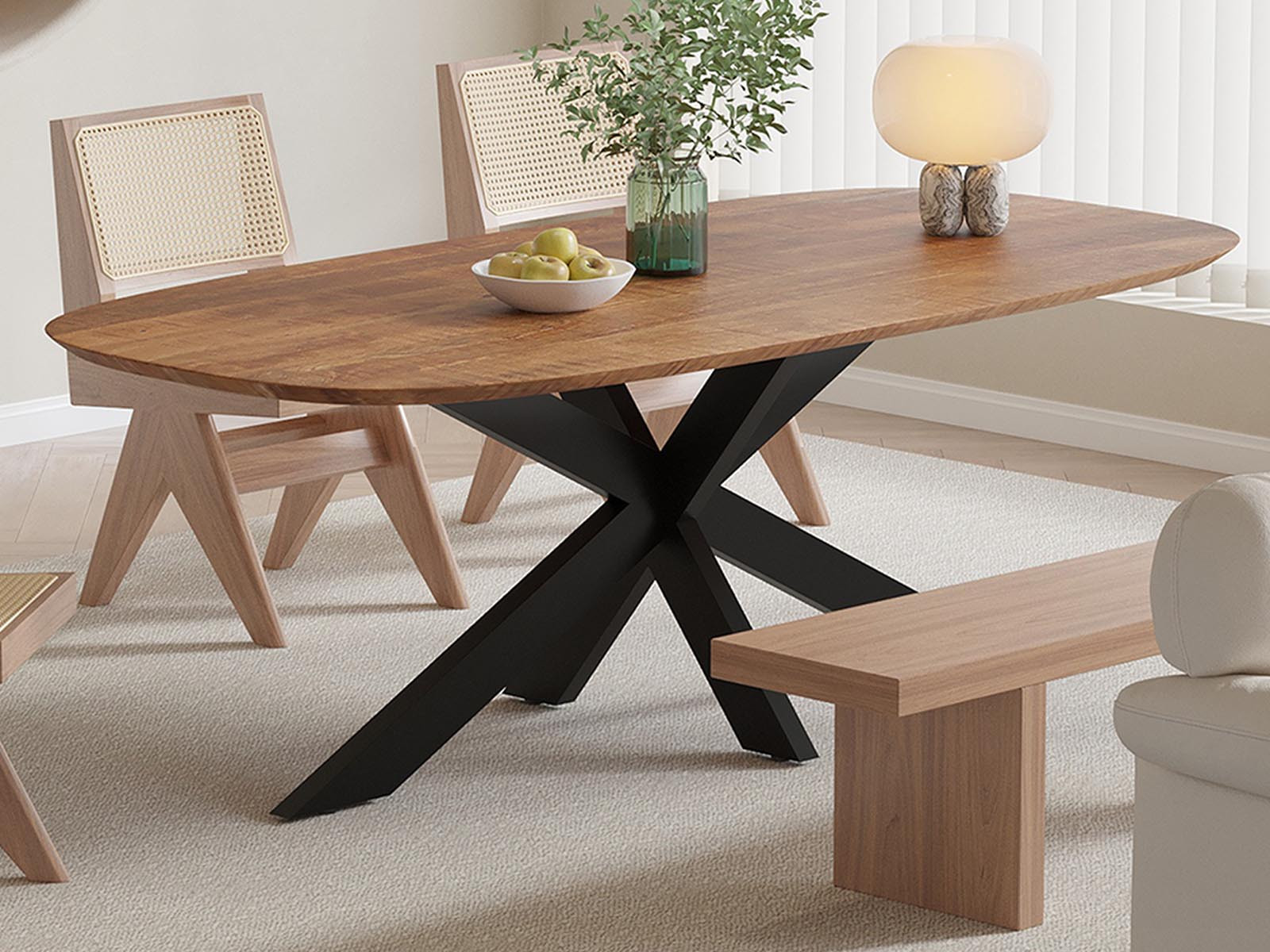 Eettafel ISADA 200 cm mangolia bruin met ster-poot