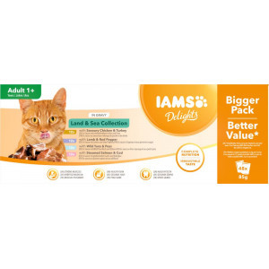 Iams Delights Adult Land & Sea Collection in gravy natvoer kat (72x85g) 144 x 85 g