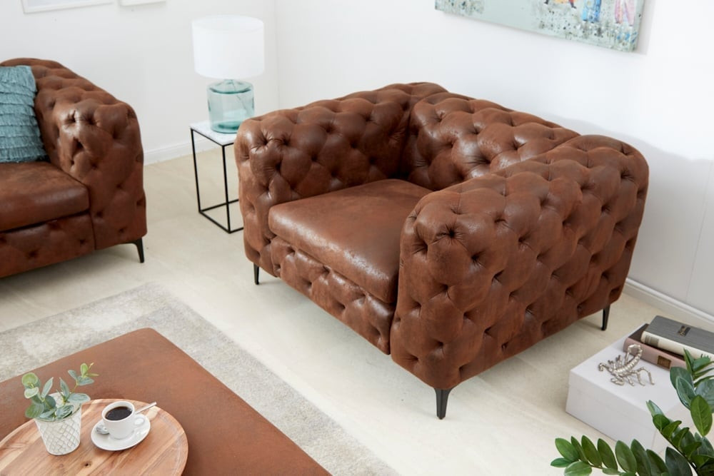 Fauteuil Modern Barok Chesterfield antiek bruin/40465