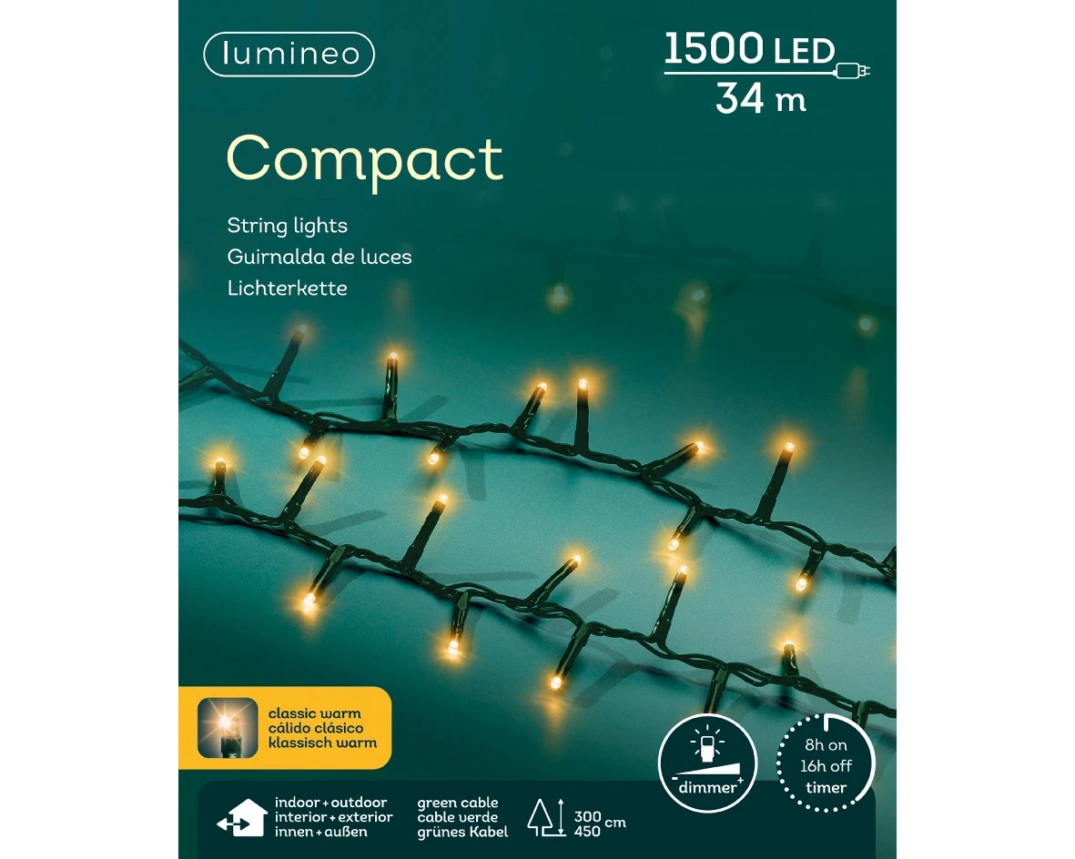 Lumineo Compact ricelights 1500LED 34m klassiek warm