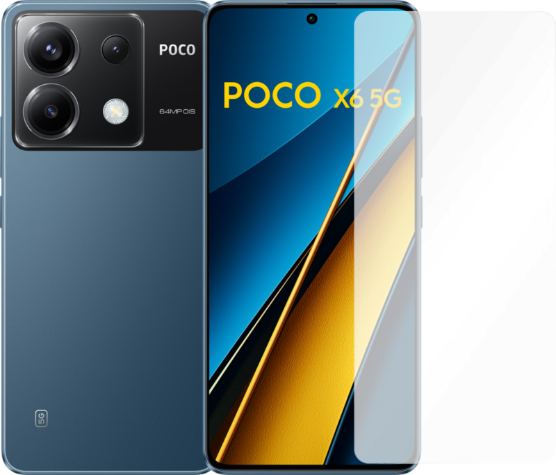 POCO X6 256GB Blauw 5G + Just in Case Tempered Glass Screenprotector