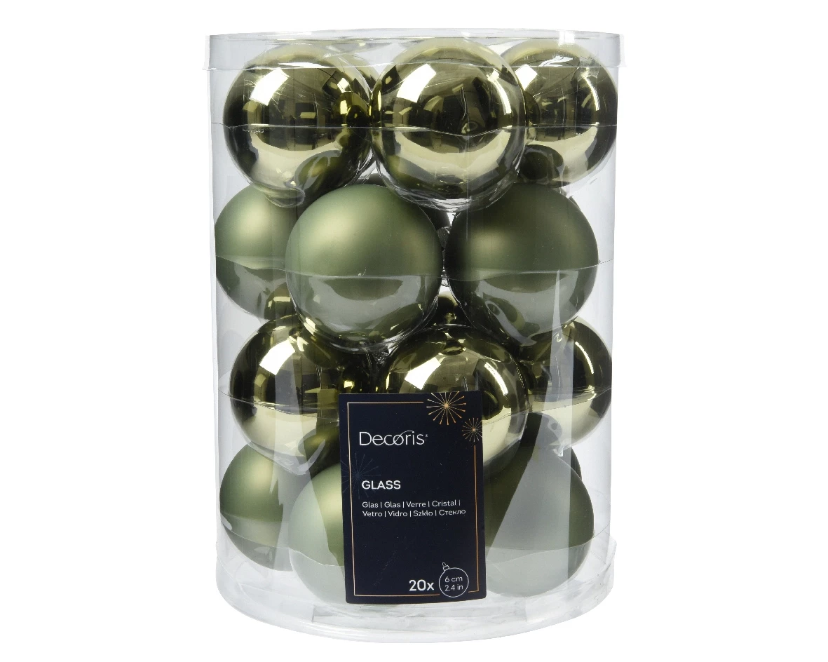 Decoris kerstballen Glas 20st rosemarijn 6cm