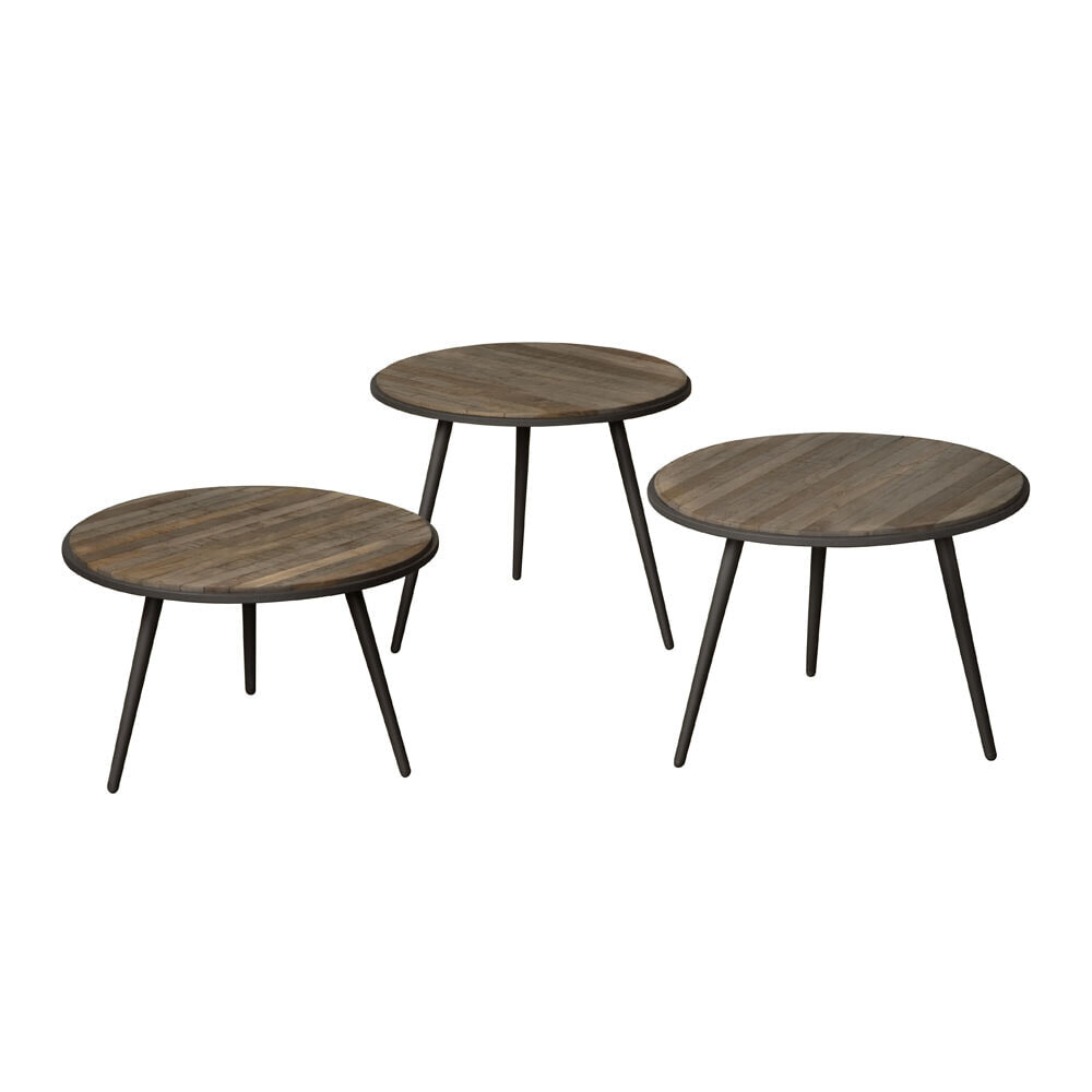 RENEW Bijzettafel Turi Teakhout, Set van 3 stuks - Rond