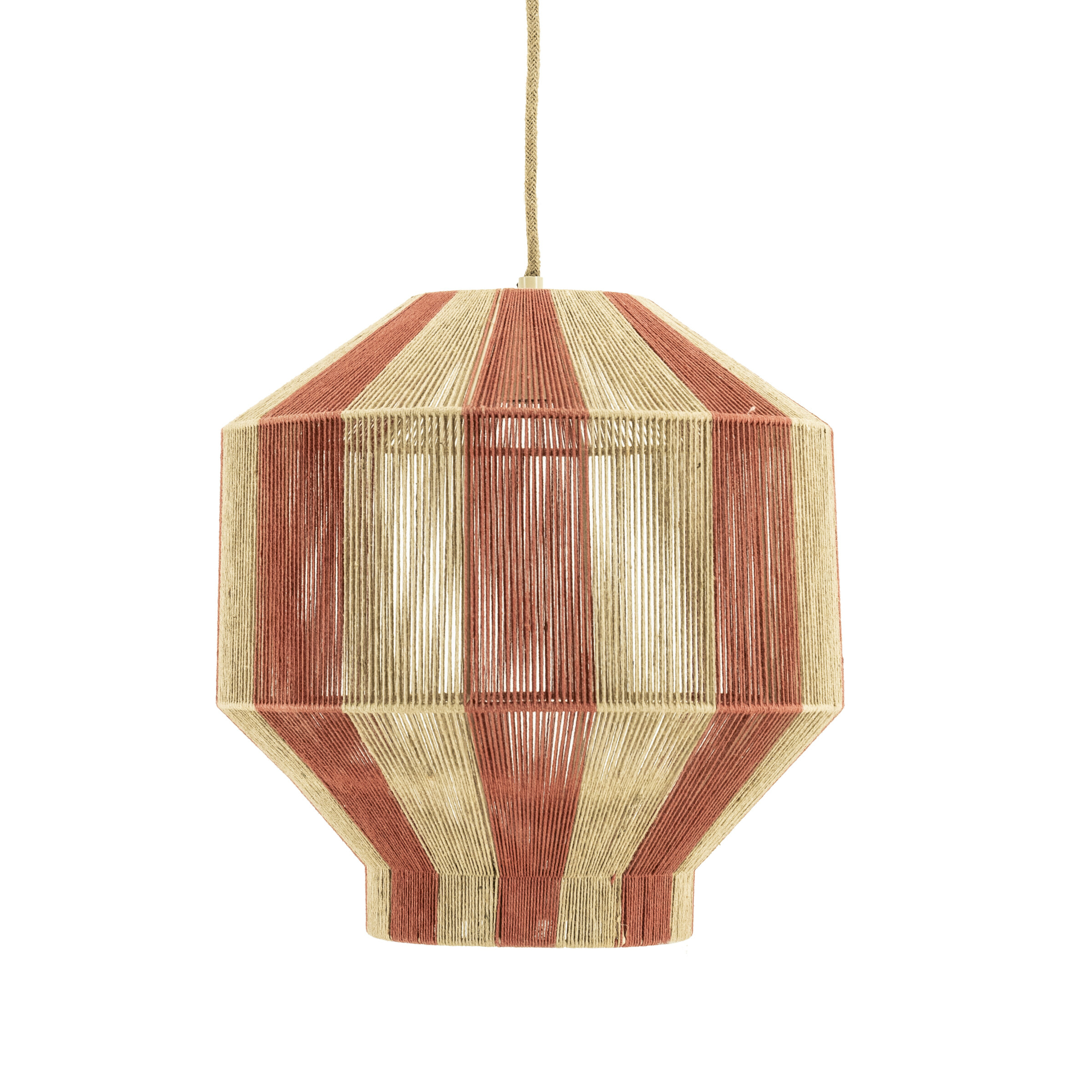 By-Boo Hanglamp 'Cirque' Jute, 41cm, kleur Naturel/Rood