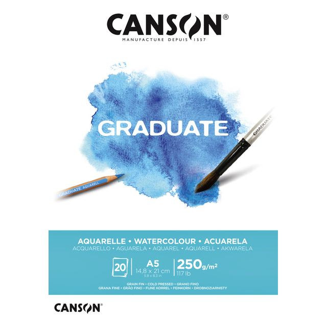 Aquarelblok Canson Graduate A5 250gr 20vel | 5 stuks