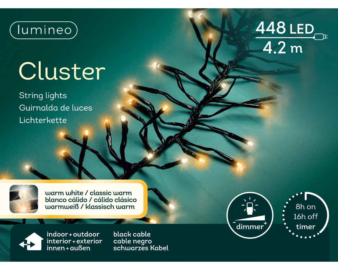 Lumineo Clusterverlichting 3m 448led Warm wit/ Klassisk warm