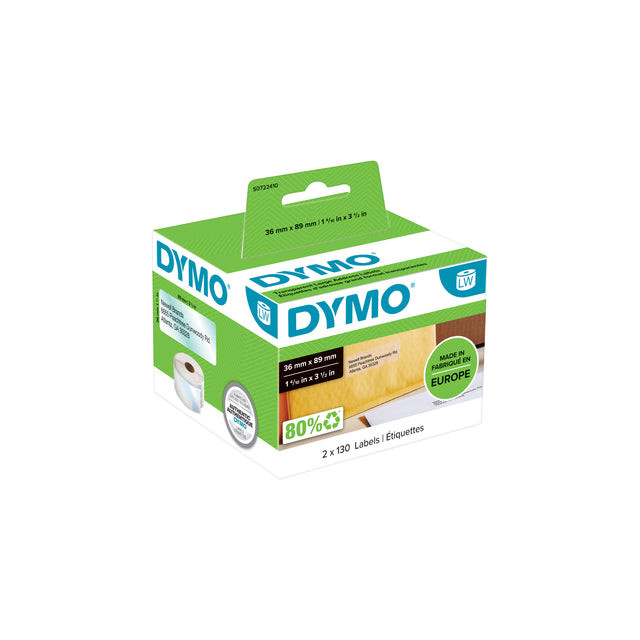 Etiket Dymo 99013 labelwriter 36x89mm adreslabel transparant 260stuks | Rol a 260 stuk