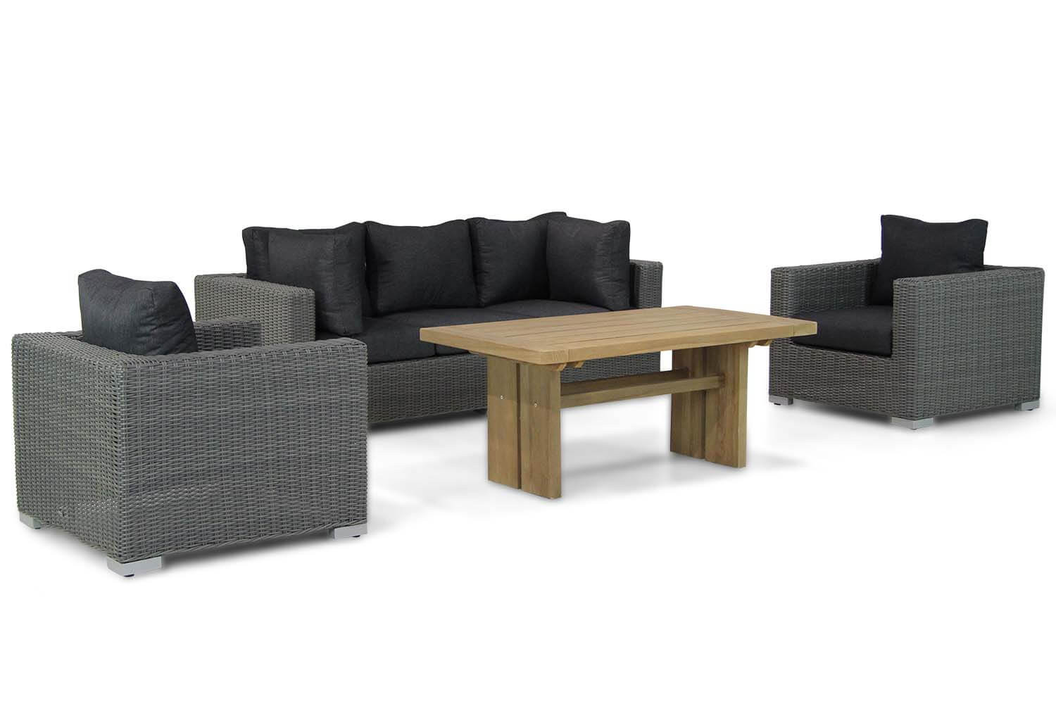 Garden Collections Toronto/Brighton 140 cm stoel-bank loungeset 4-delig