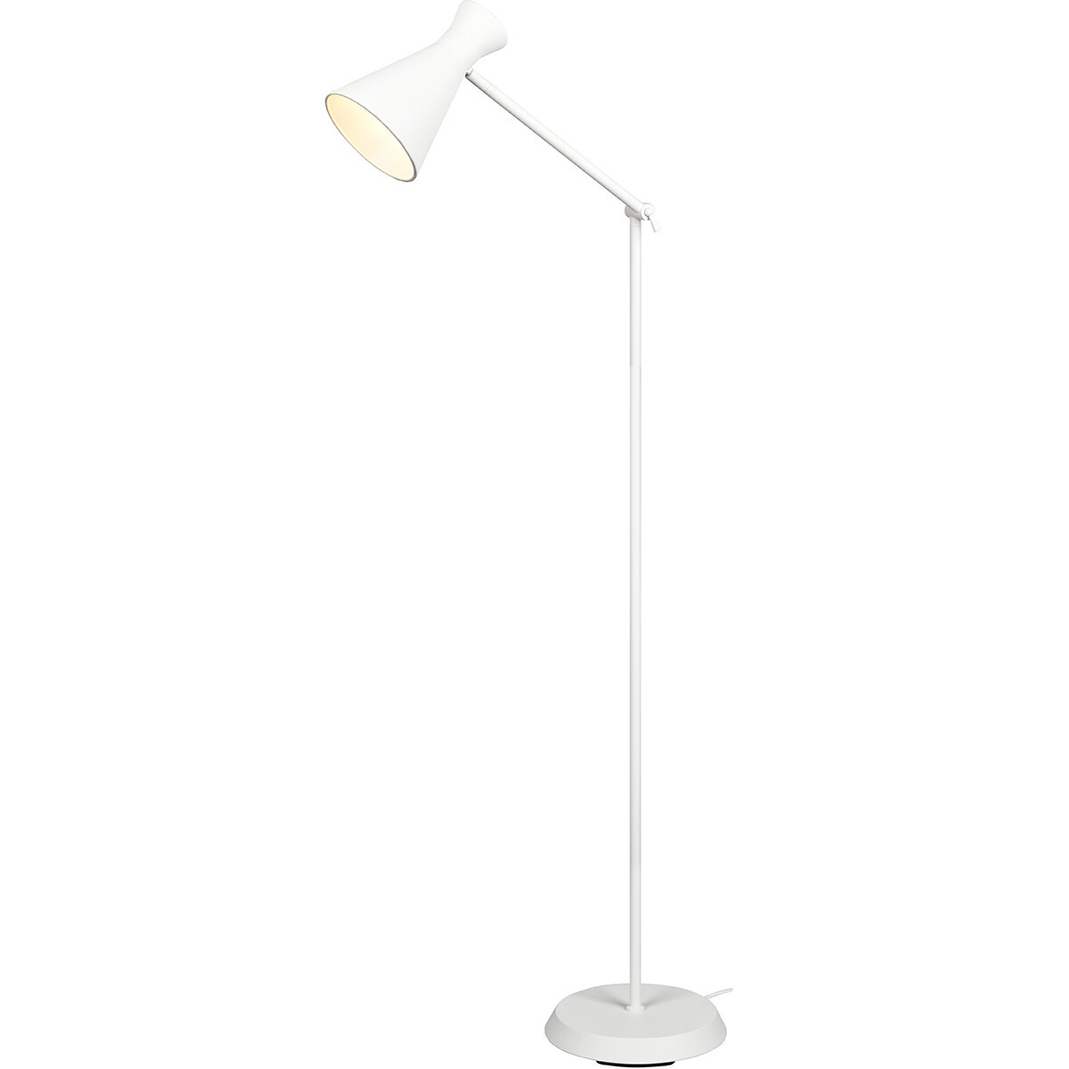 LED Vloerlamp - Vloerverlichting - Trion Ewomi - E27 Fitting - Rond - Mat Wit - Aluminium