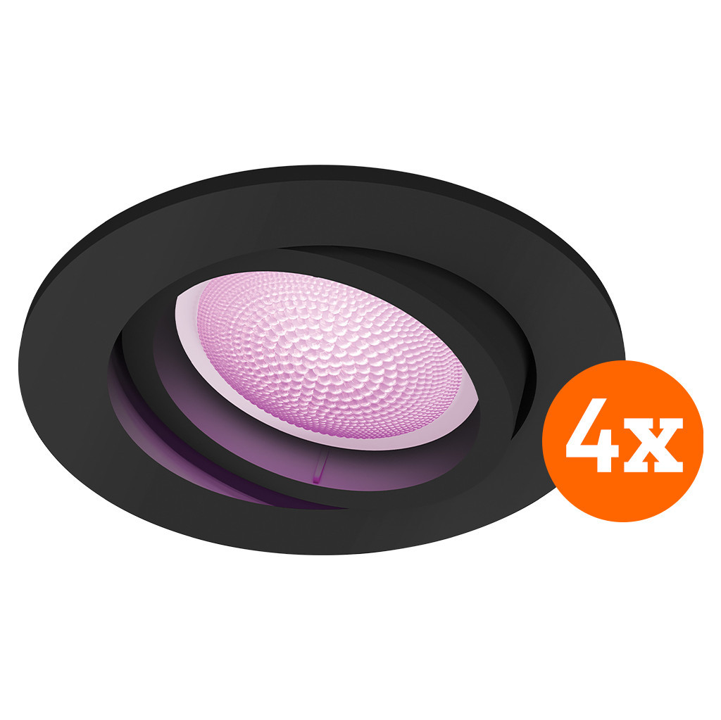 Philips Hue Centura inbouwspot White & Color rond Zwart 4-pack