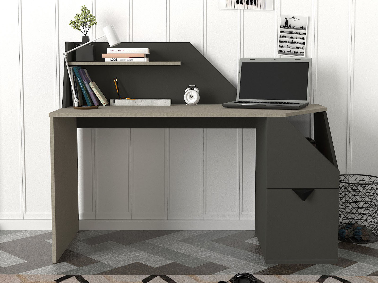 Bureau GUSTAV 140 cm antraciet