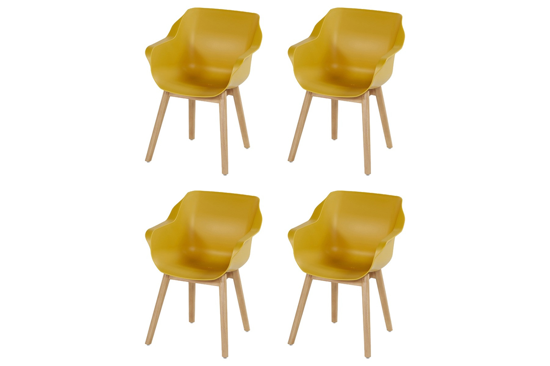 Set van 4 - Hartman Sophie Studio dining armstoel - Curry Yellow - Teak poot