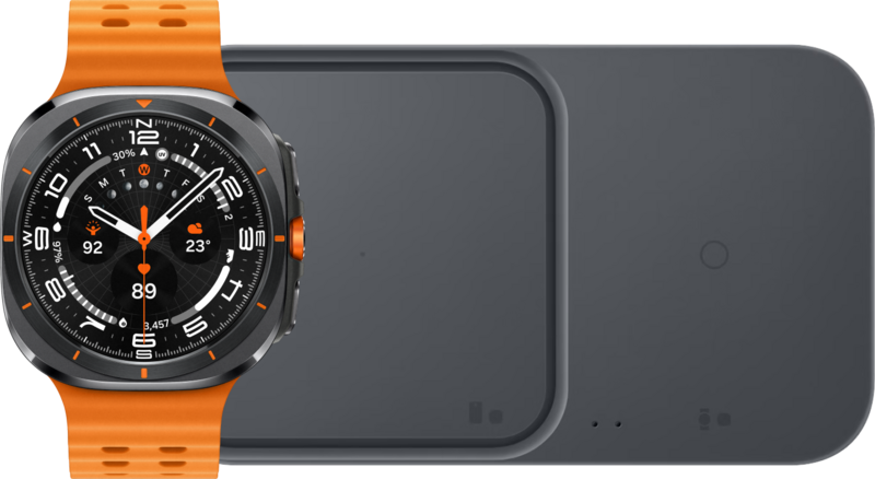 Samsung Galaxy Watch Ultra 4G Grijs/Oranje 47mm + Duo Draadloze Oplader