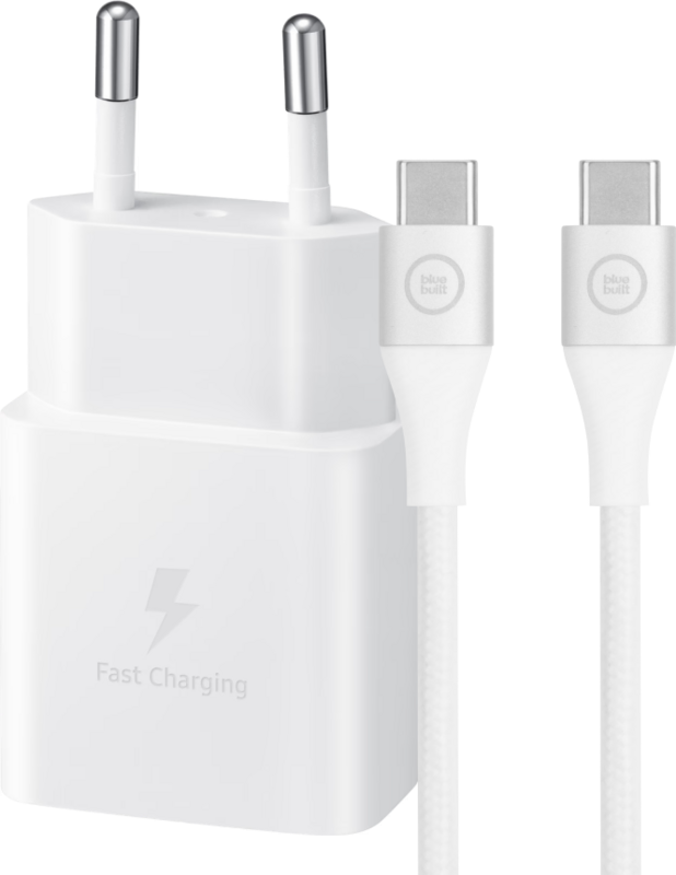 Samsung Power Delivery Oplader 15W Wit + Usb C Kabel Nylon Wit 1,5m