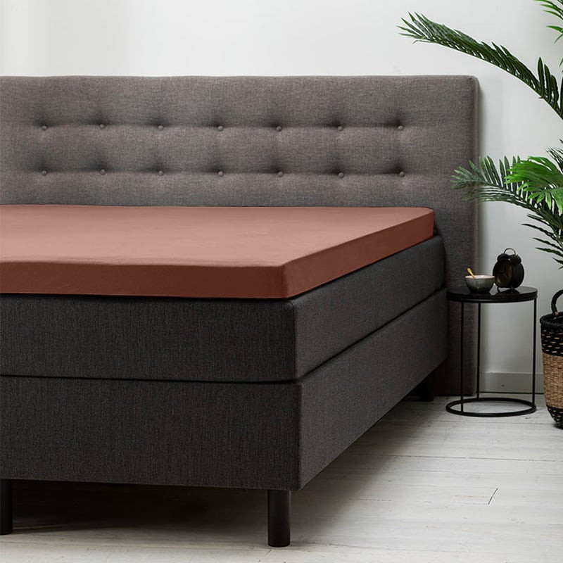 Hoeslaken Stretch - Topper - Cognac - 180x200 cm - Bruin - Fresh and Co - Dekbed-Discounter.nl