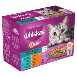 Whiskas 1+ Duo Surf & Turf in gelei multipack (12 x 85 g) 2 verpakkingen (24 x 85 g)