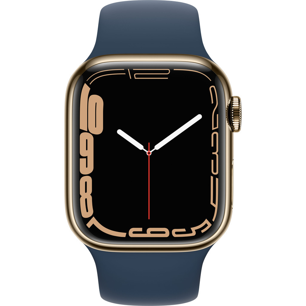 Apple Watch Series 7 4G 41mm Goud Rvs Abyss-blauwe Sportband